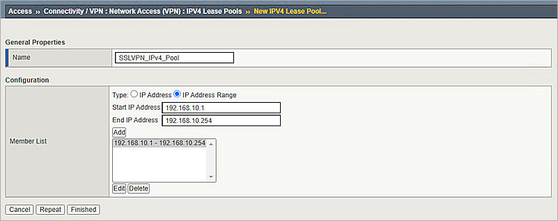 Screenshot of F5 Big-IP, Add Lease Pool